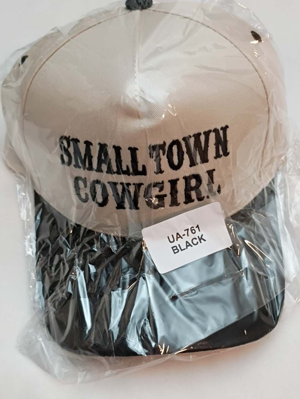 Zenana OSFM Adults Small Town Cowgirl Kids Cap in Cream and Black